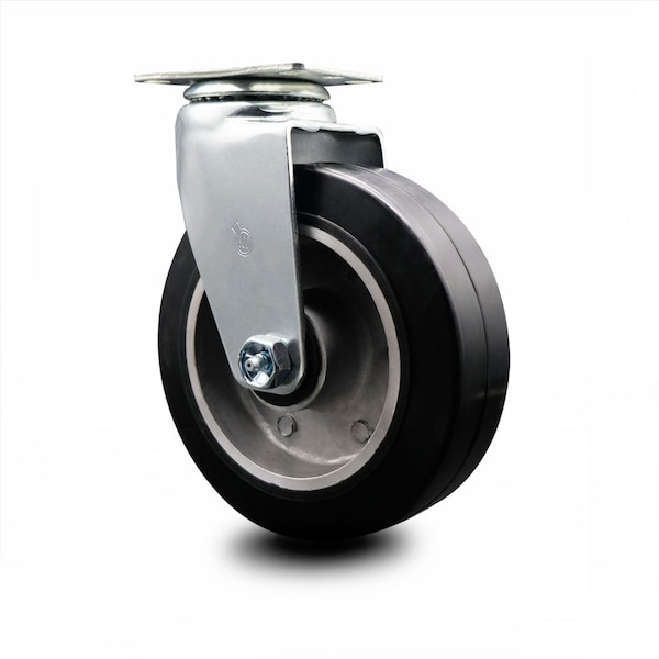 6 Inch Rubber on Aluminum Wheel Swivel Caster with Ball Bearing SCC